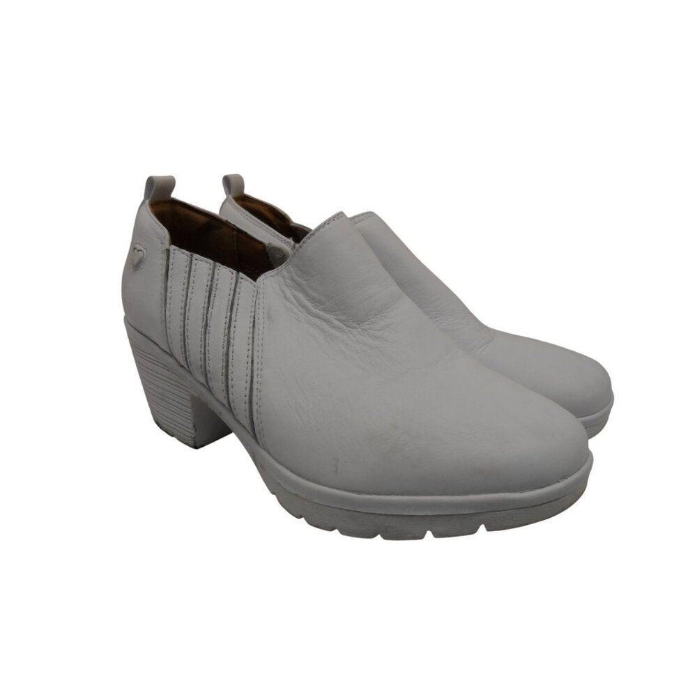 Nurse Mates Women's Zip-Up Mid-Cut Edda Work Clogs Leather White Size 8.5W